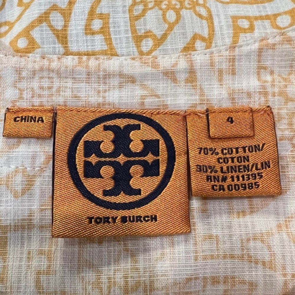 Tory Burch Long Sleeve Linen Tunic Size 4 - Picture 2 of 4